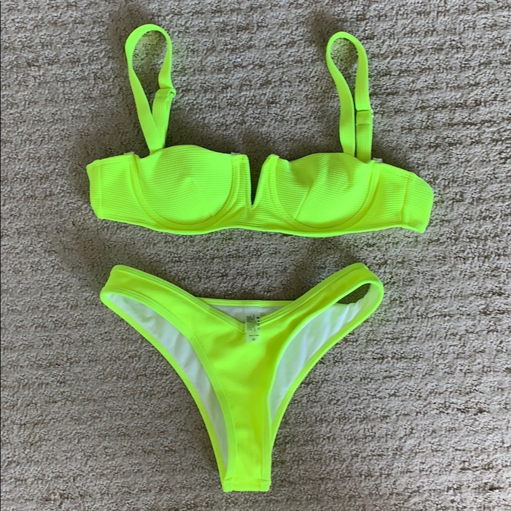 NEW neon ribbed bikini - medium